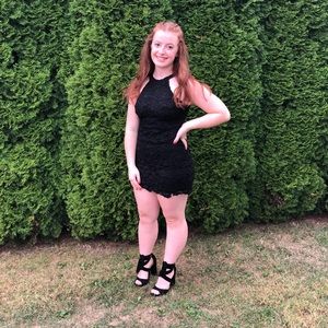 Black lace homecoming dress